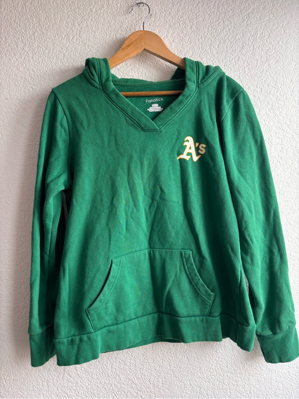 Fanatics Oakland A's Green Hooded Sweatshirt Womens Large Elephant